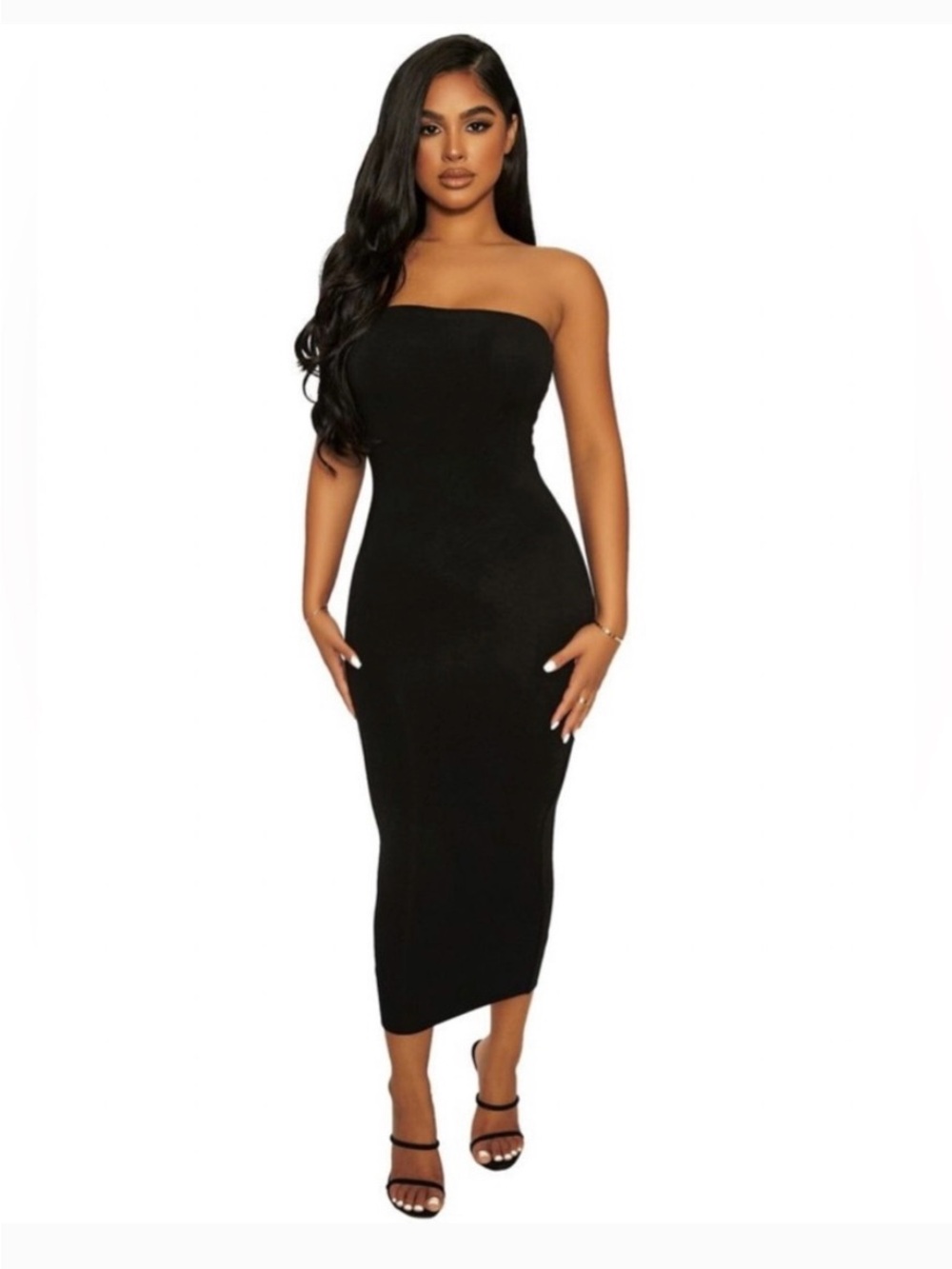 Strapless black dress
